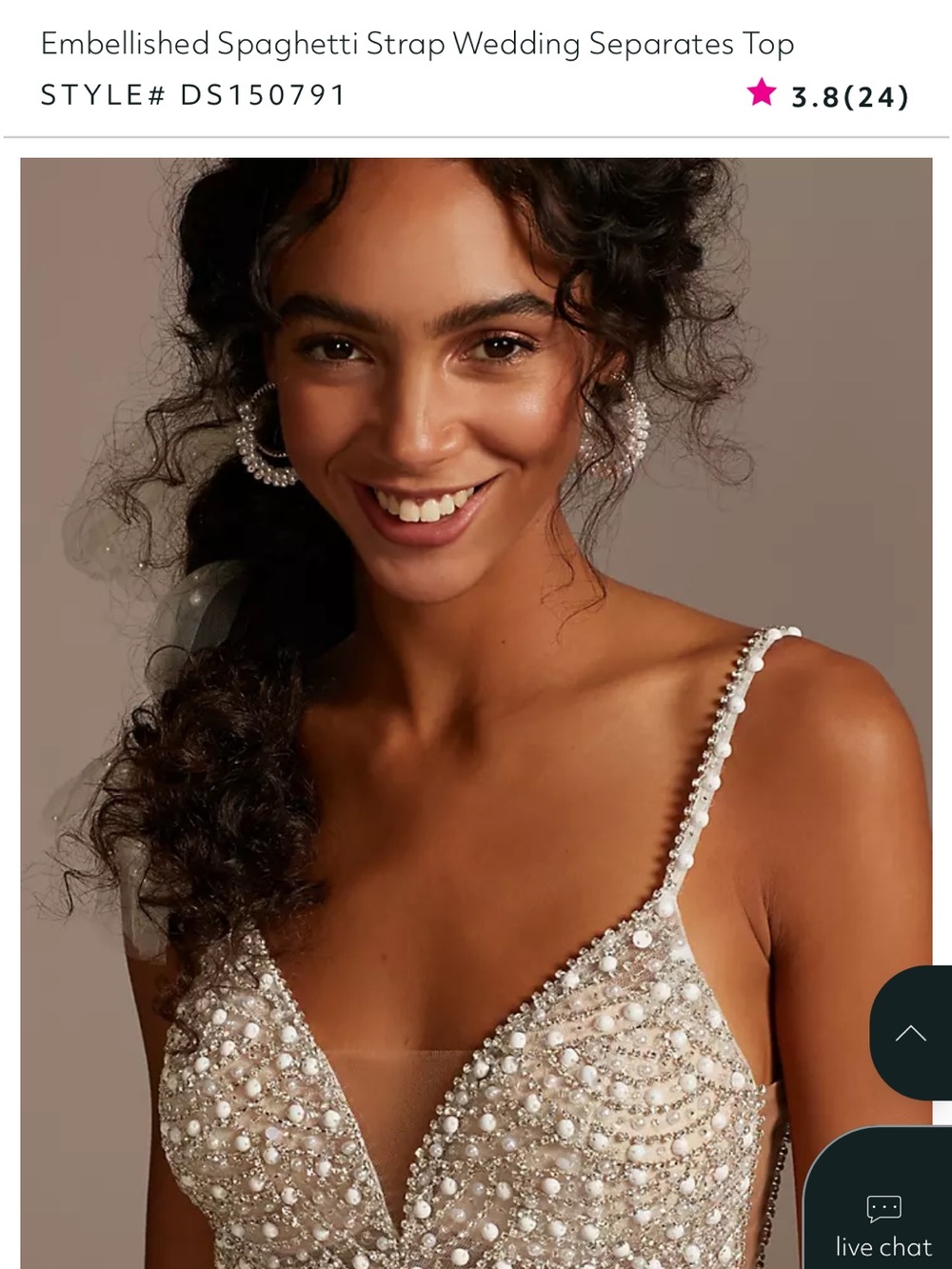 Embellished Spaghetti Strap Wedding Top in Ivory